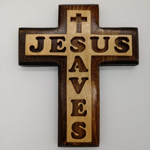 Jesus Saves Decorative Cross - Kripp's Kreations