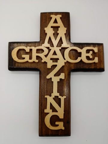 Amazing Grace Hanging Wall Cross - Kripp's Kreations