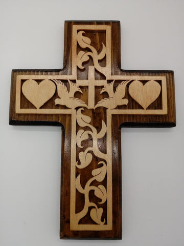 Dove and Heart Decorative Cross - Kripp's Kreations
