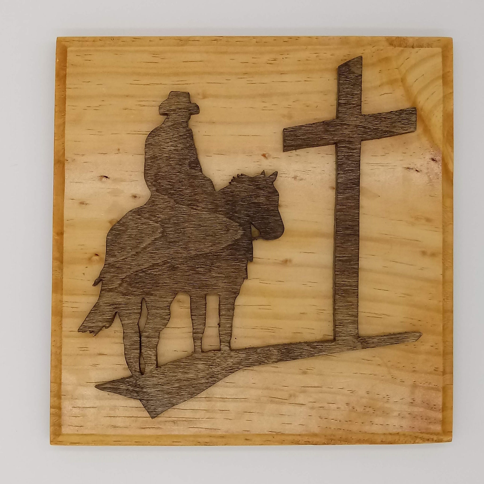 Cowboy Riding to the Cross Plaque - Kripp's Kreations