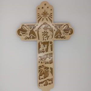 Nativity Fretwork Cross - Kripp's Kreations