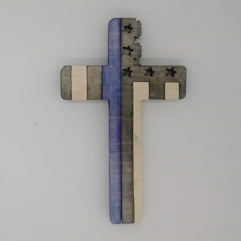 Thin Blue Line LEO Cross - Kripp's Kreations